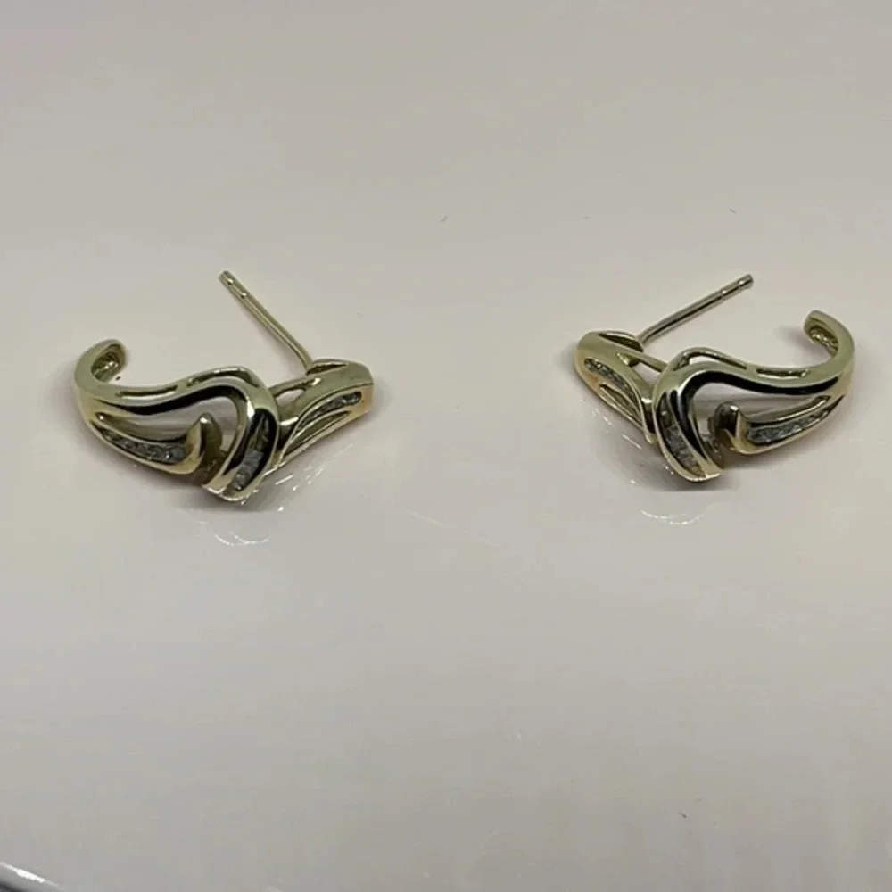 Diamonds 14k real solid‎ gold earrings​​​